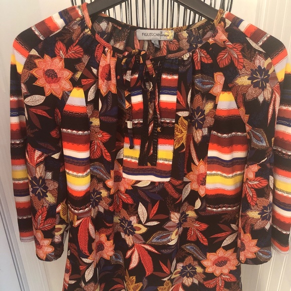 Bohemian 70’s Colourful Floral Small/medium Top - Picture 1 of 4